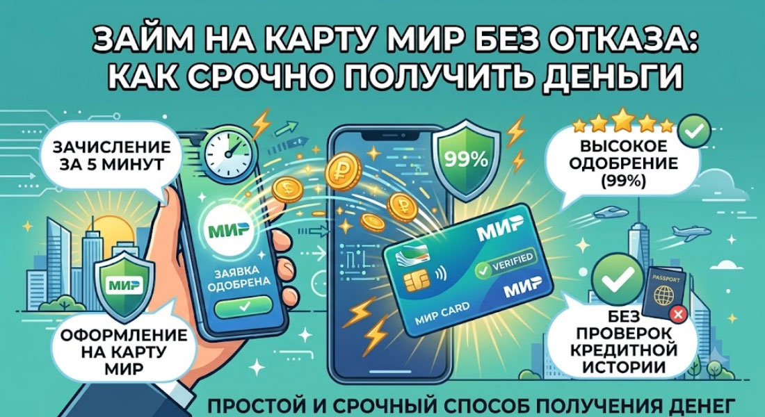 Займ на карту МИР без отказа: как срочно получить деньги онлайн в 2026 году